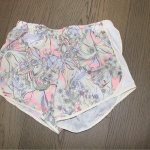 Nike Floral Athletic Shorts - Pink and White